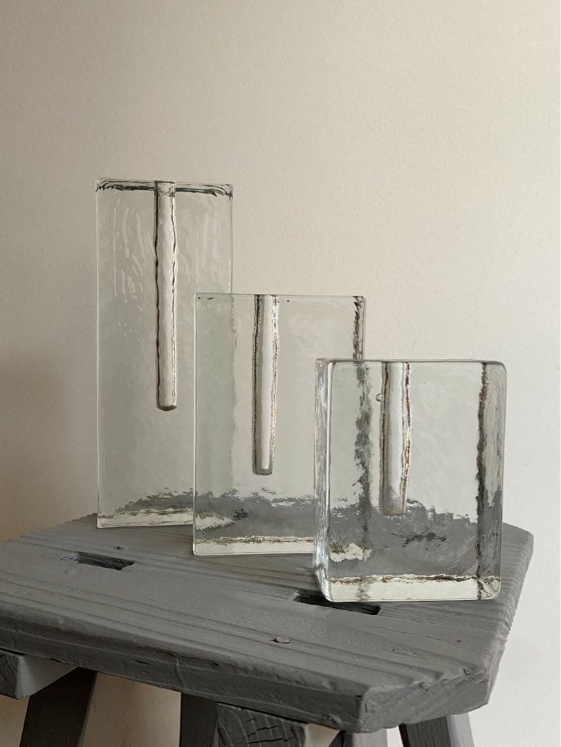 ドイツ アンティーク ビンテージ クリア 大 ❸花瓶 フラワーベース 四角 美品