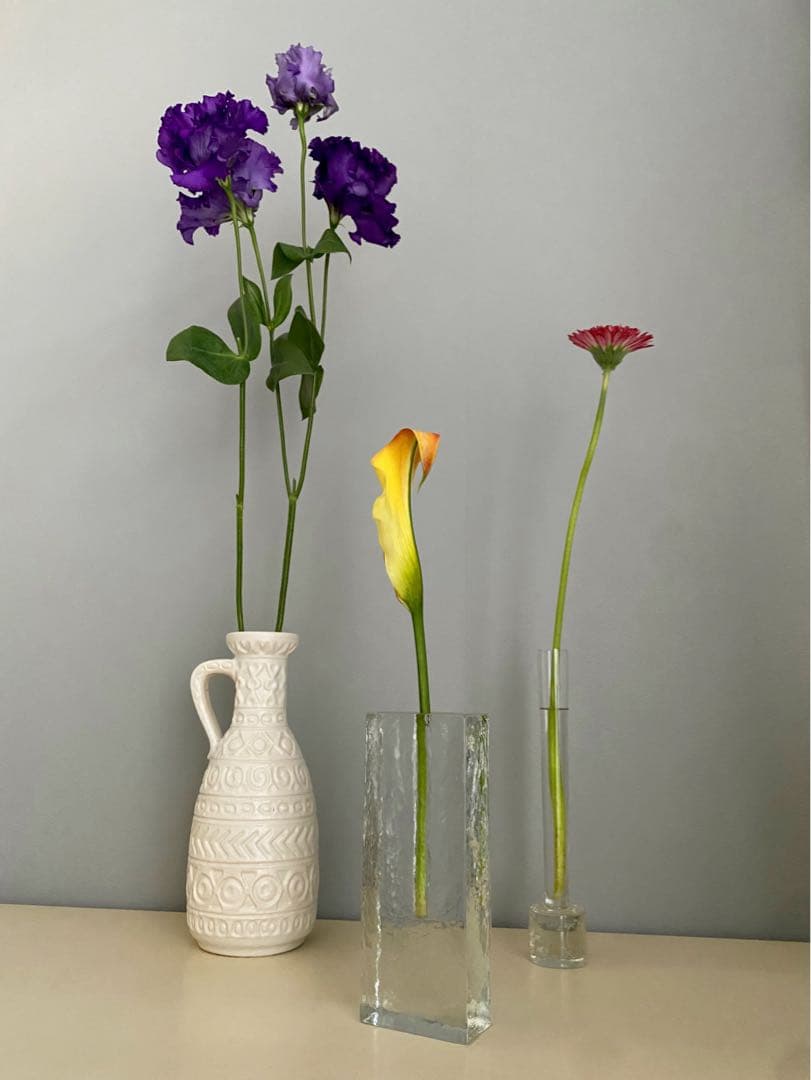 ドイツ アンティーク ビンテージ クリア 大 ❸花瓶 フラワーベース 四角 美品