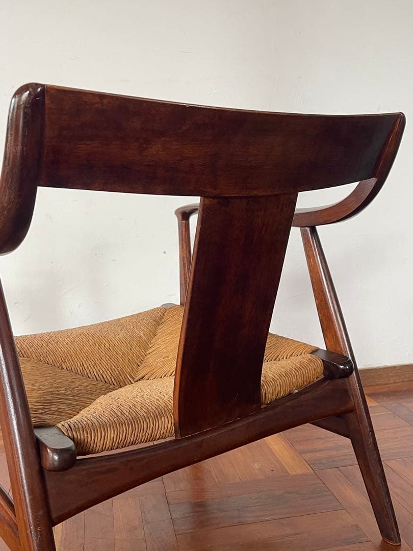 松本民芸 家具 77型 曲肘 ラッシ アーム チェア 2