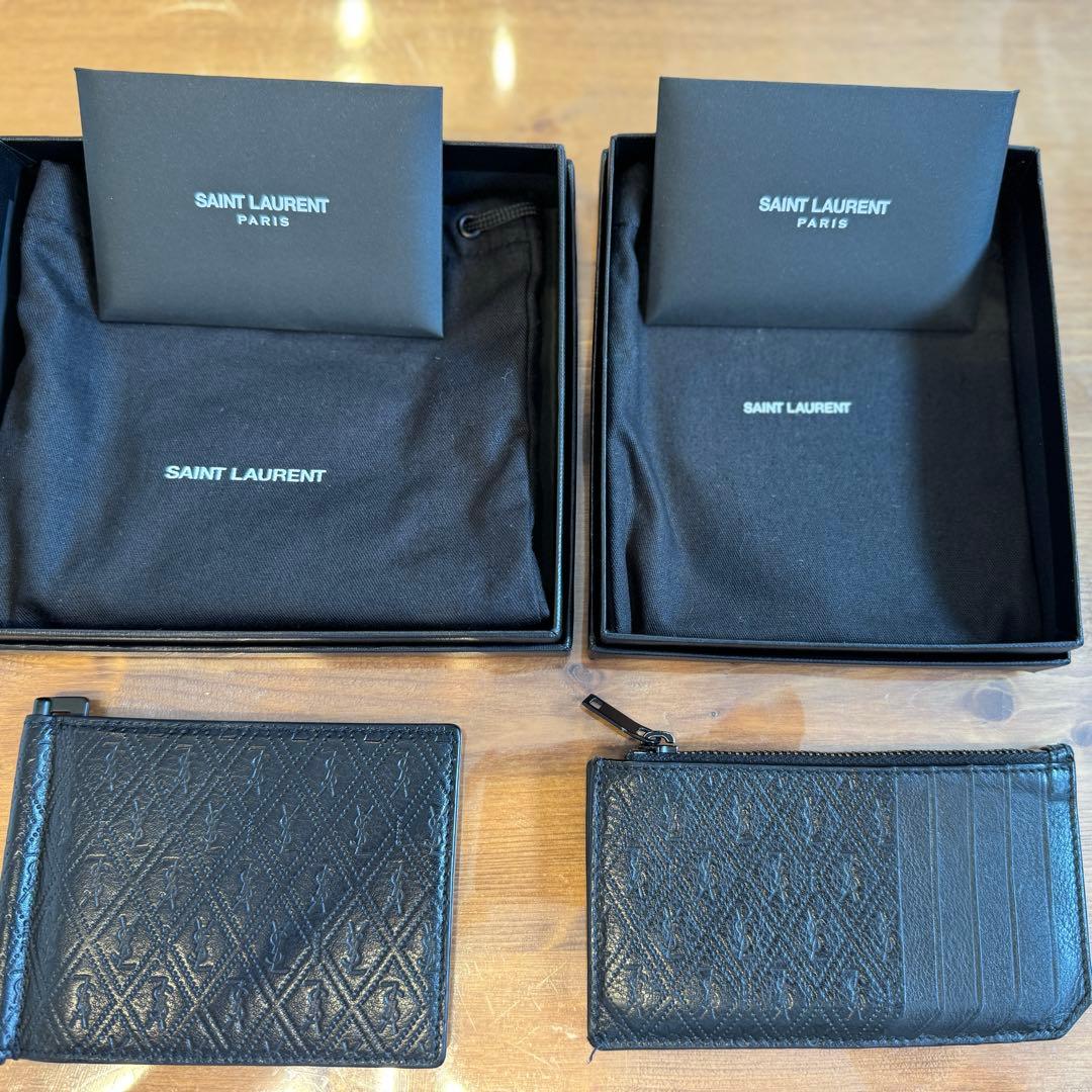 サンローラン マネークリップ＆カードケース セット｜YSLロゴ・ブラックレザー