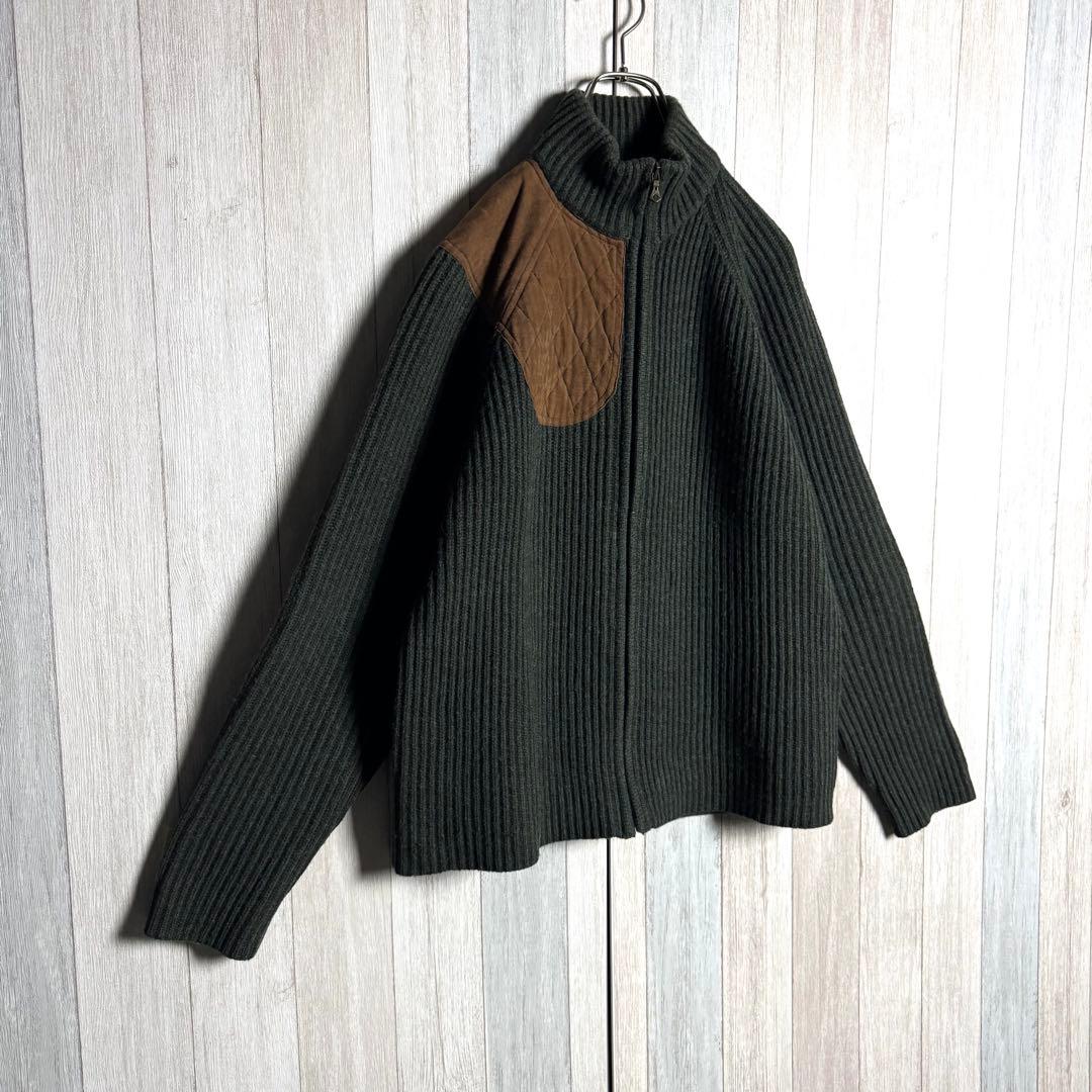 3541【激レア】90s ラルフローレン エルボーパッチ付 ドライバーズニット