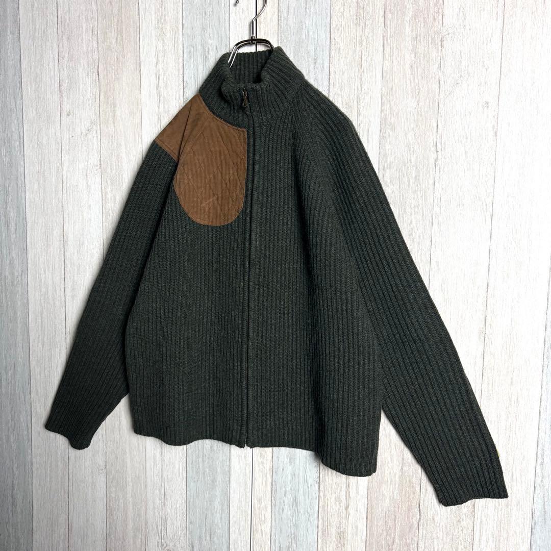 3541【激レア】90s ラルフローレン エルボーパッチ付 ドライバーズニット