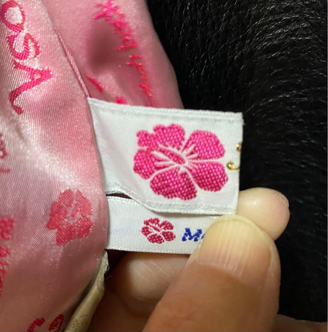 ALBAROSA ブラックレザーロングコート(ベルト付)