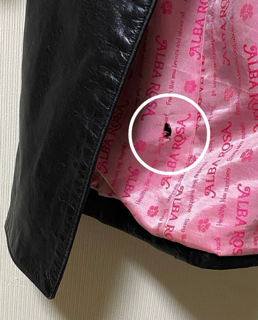 ALBAROSA ブラックレザーロングコート(ベルト付)