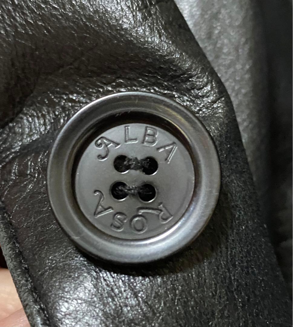 ALBAROSA ブラックレザーロングコート(ベルト付)