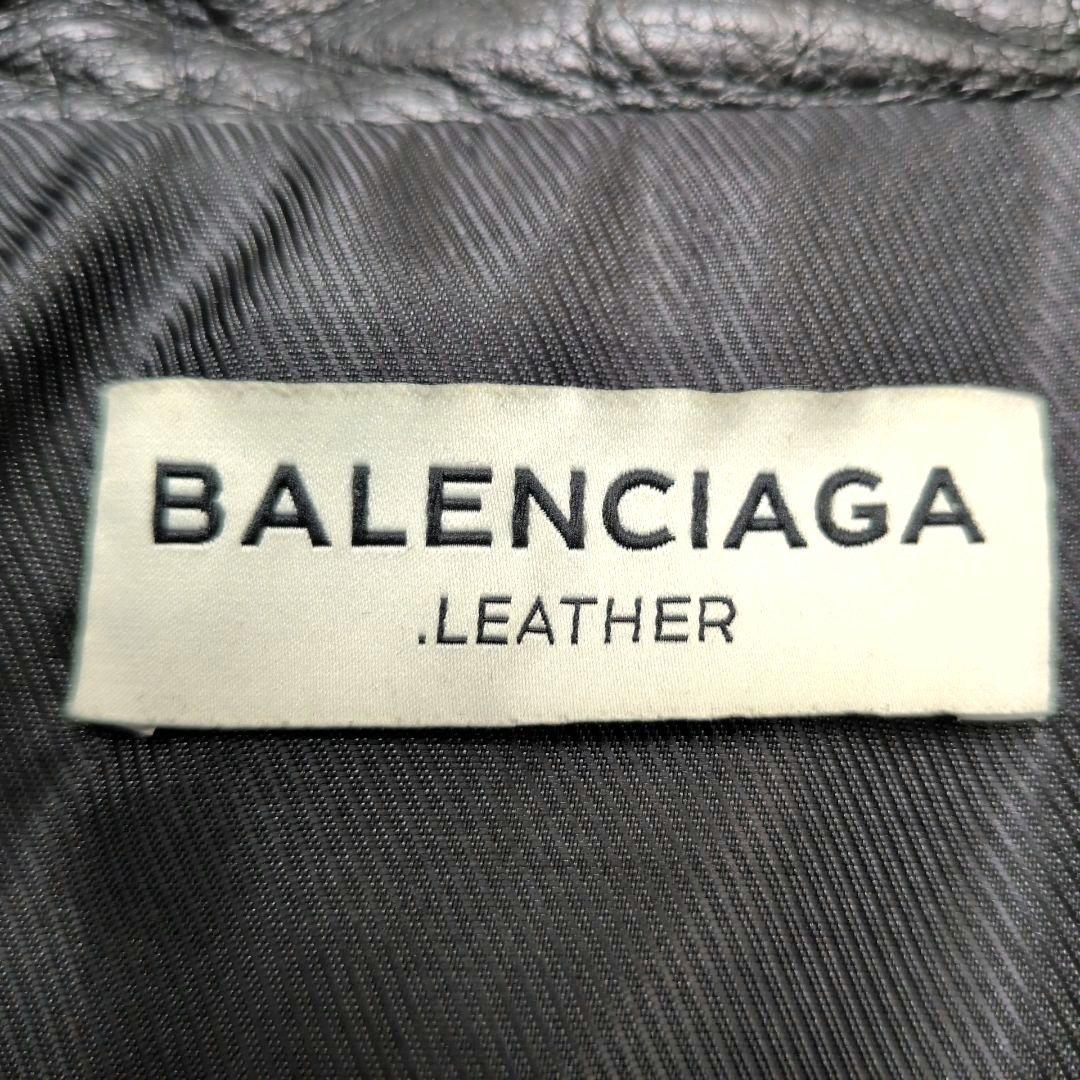 【カバー，ハンガー付き 美品】バレンシアガ　ライダースジャケット　ダブル　黒