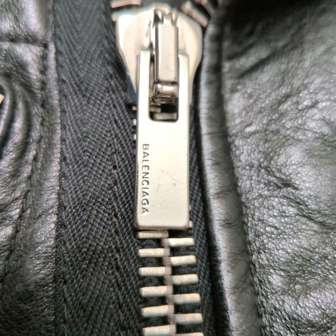 【カバー，ハンガー付き 美品】バレンシアガ　ライダースジャケット　ダブル　黒