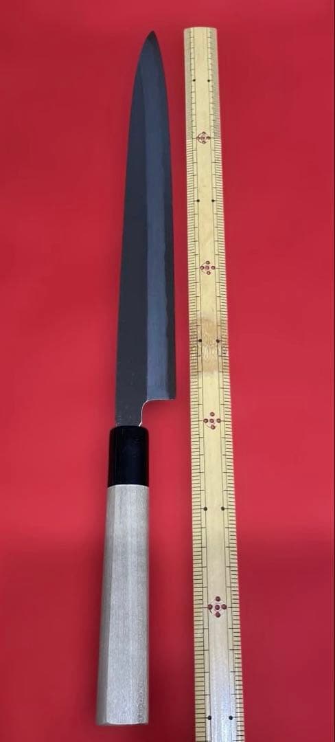柳刃包丁　白鋼霞研　水牛桂柄30cm