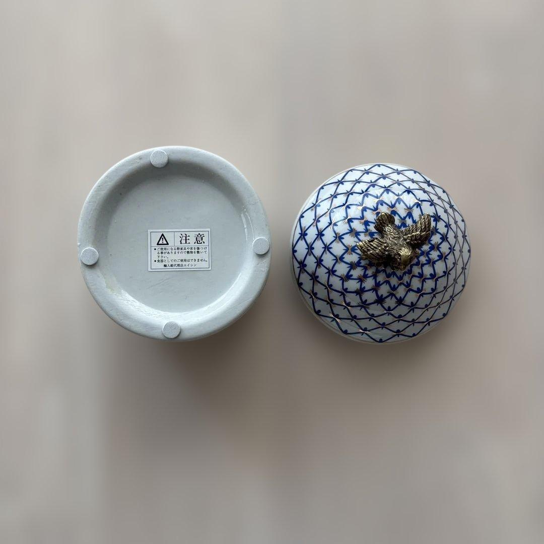 【2個セット】インテリア雑貨 シノワズリ ボックス 鳥 陶器 小物入 おしゃれ