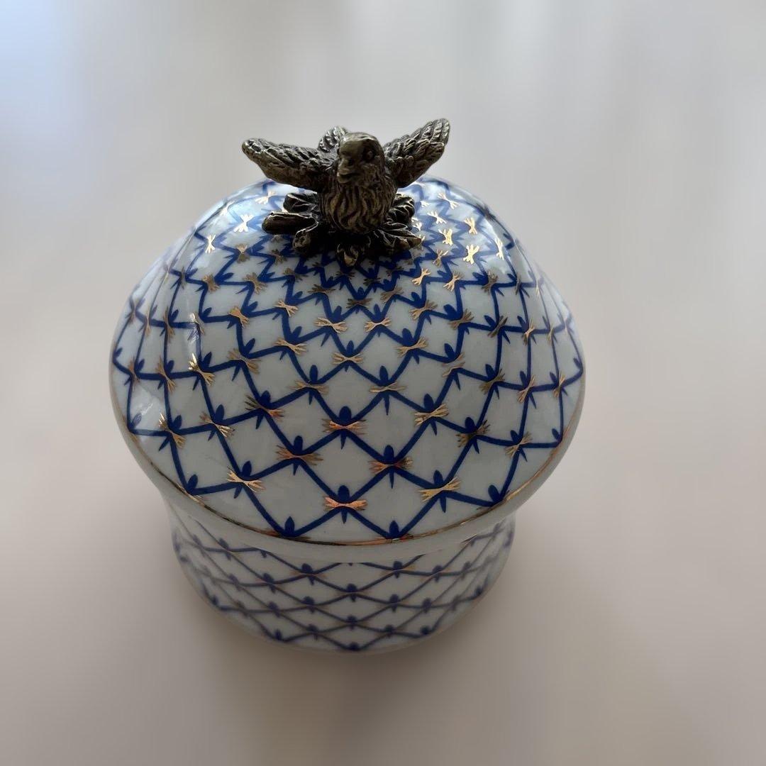 【2個セット】インテリア雑貨 シノワズリ ボックス 鳥 陶器 小物入 おしゃれ