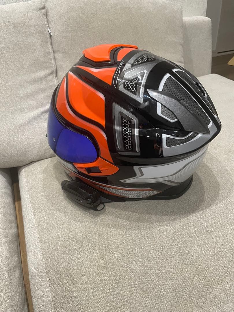美品　SHOEI フルフェイスヘルメット ノッチ　ブルーミラーレンズ