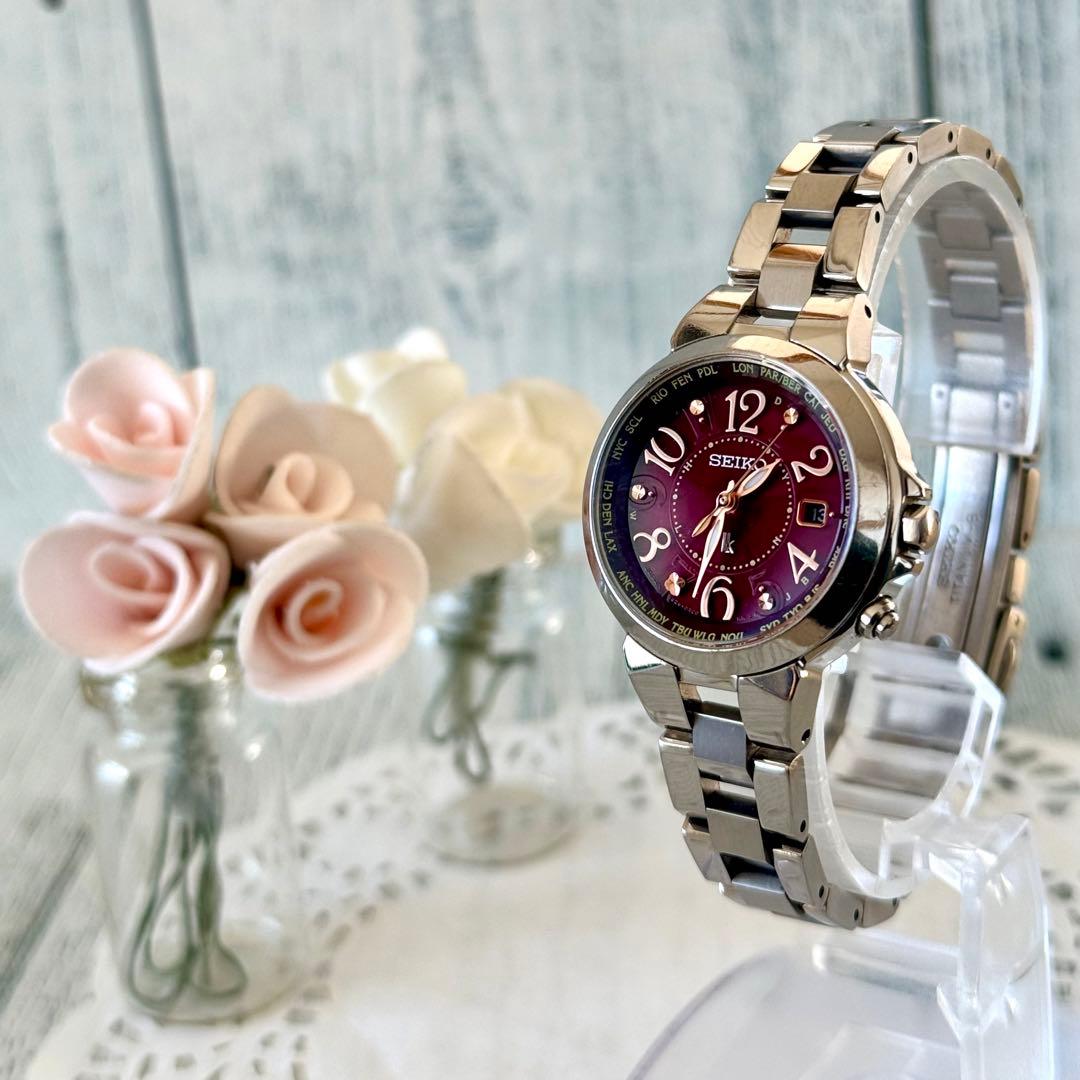 【希少】SEIKO ルキア 腕時計 1B25-0AC0 電波 チタン ボルドー