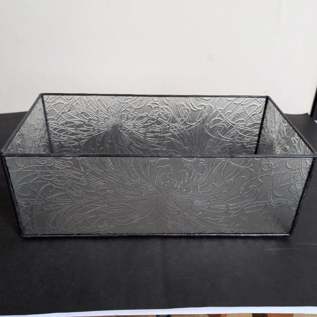 菊模様　レア　希少　ペーパータオルケース　ティッシュケース　昭和型板ガラス　昭和