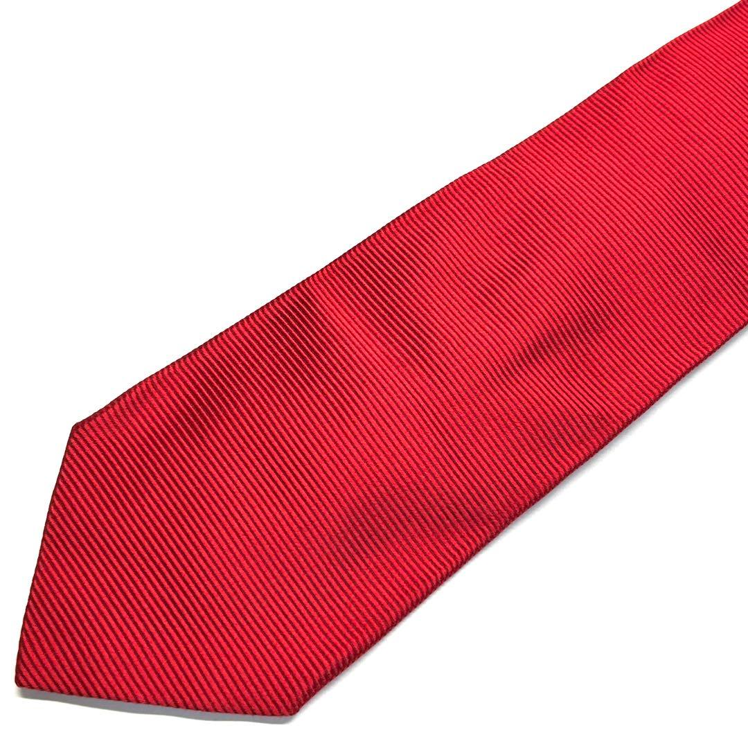 【未使用に近い✨】クリスチャンディオール ネクタイ レッド 無地 ソリッド