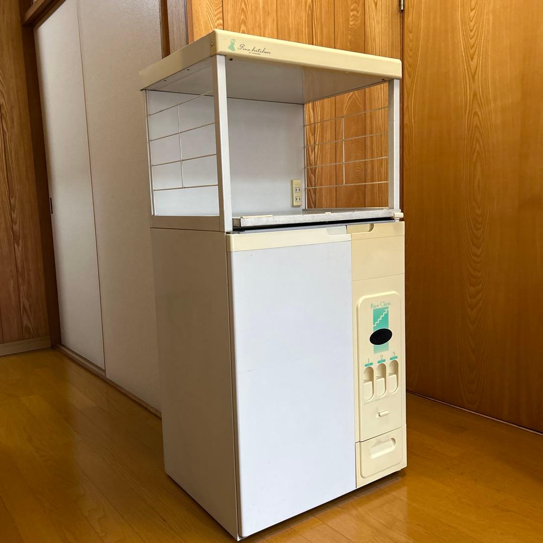 ［組立済］米びつ付きレンジ台　オーブンレンジや炊飯器置きスペース、大収納庫付き