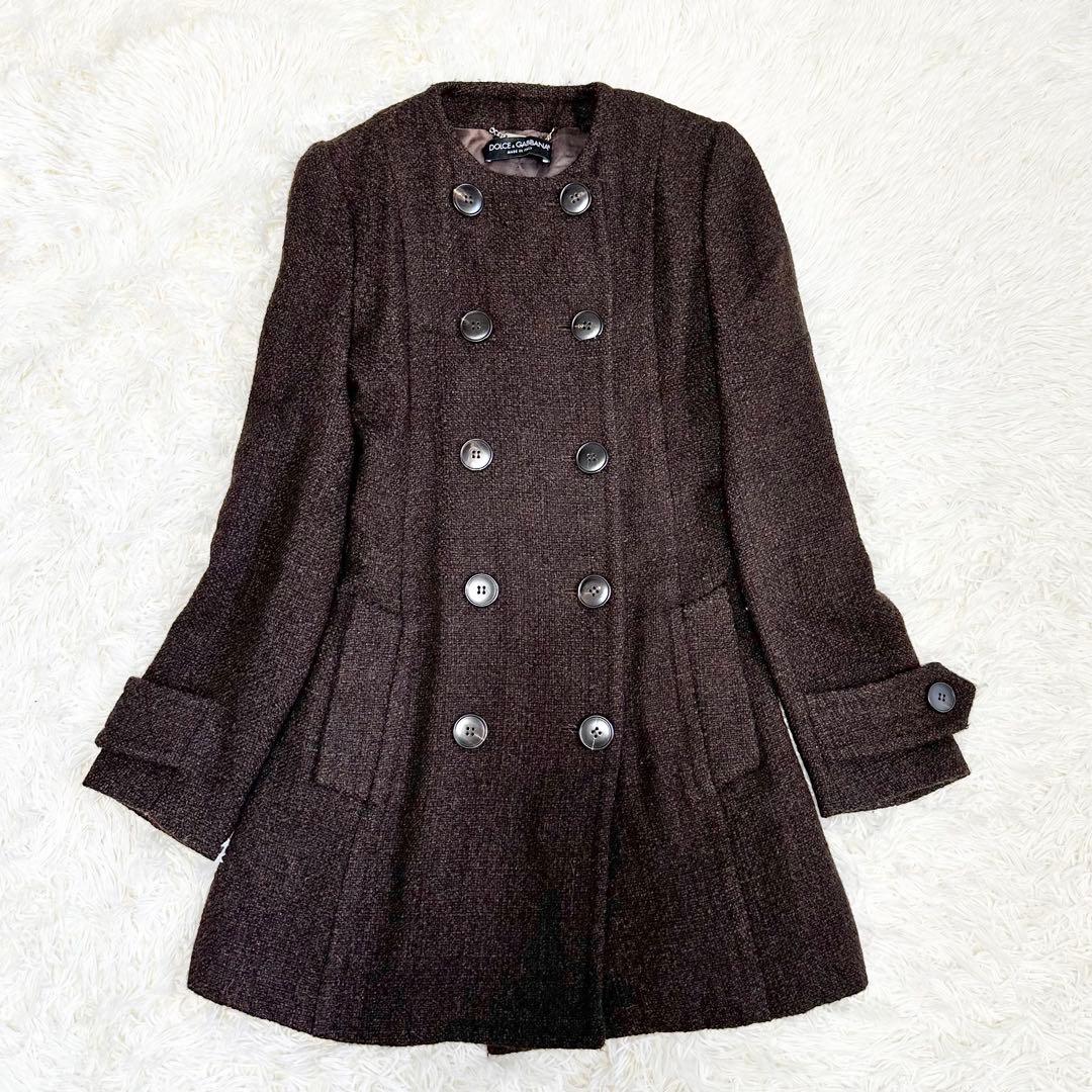 ドルチェアンドガッバーナ　ダークブラウン ダブルブレストコート