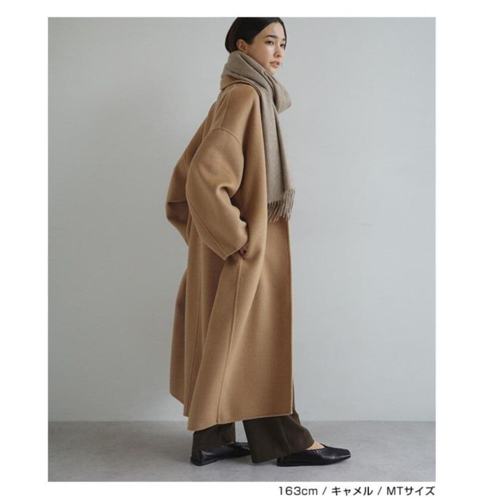 evernavy リバーロングコクーンコート キャメル