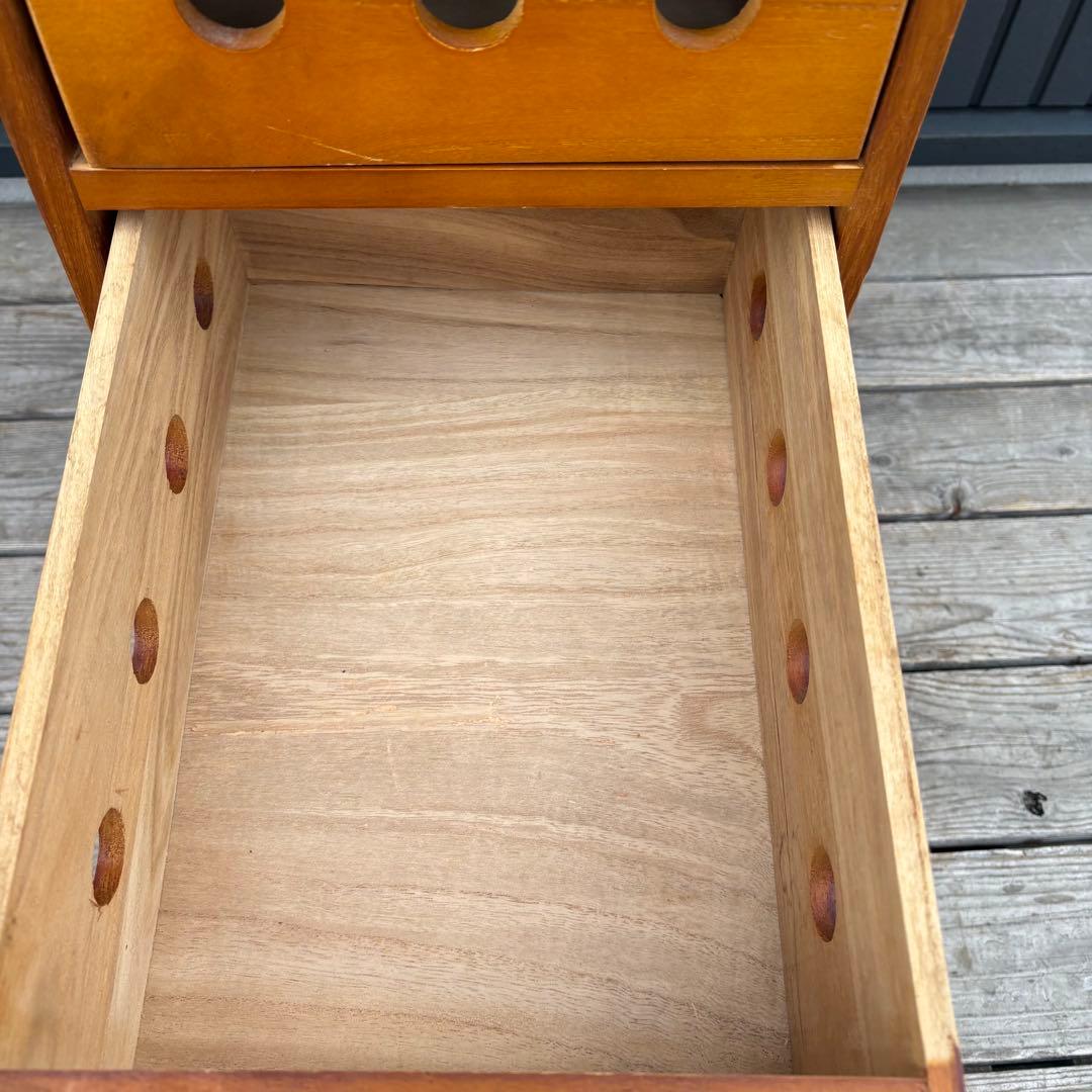 北欧レトロ タイル天板 木製キッチンワゴン キャスター付き 4段 野菜ストッカー