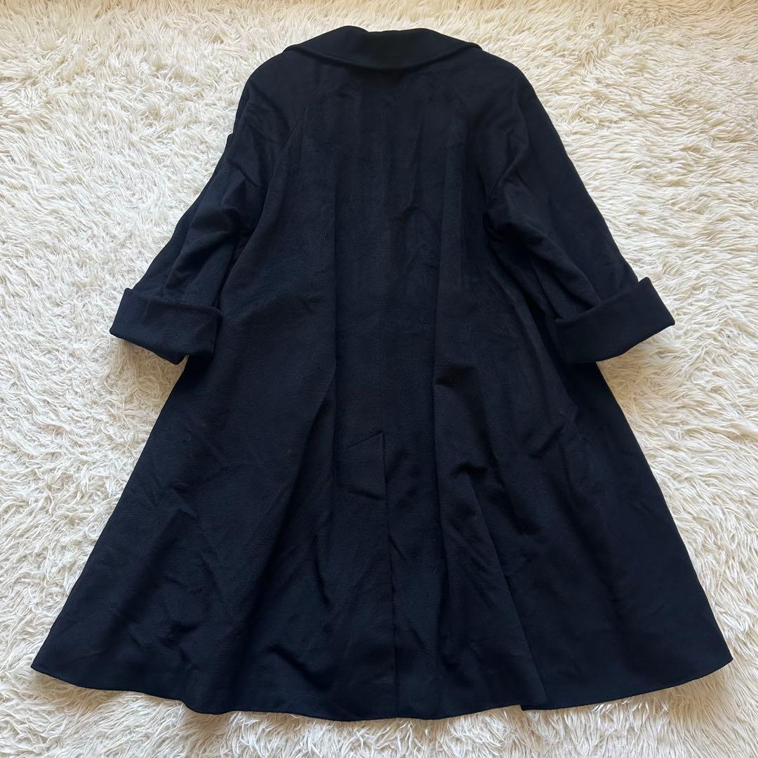 アクアスキュータム　英国製　ロングコート　ラグラン袖　Aライン　黒　ブラック