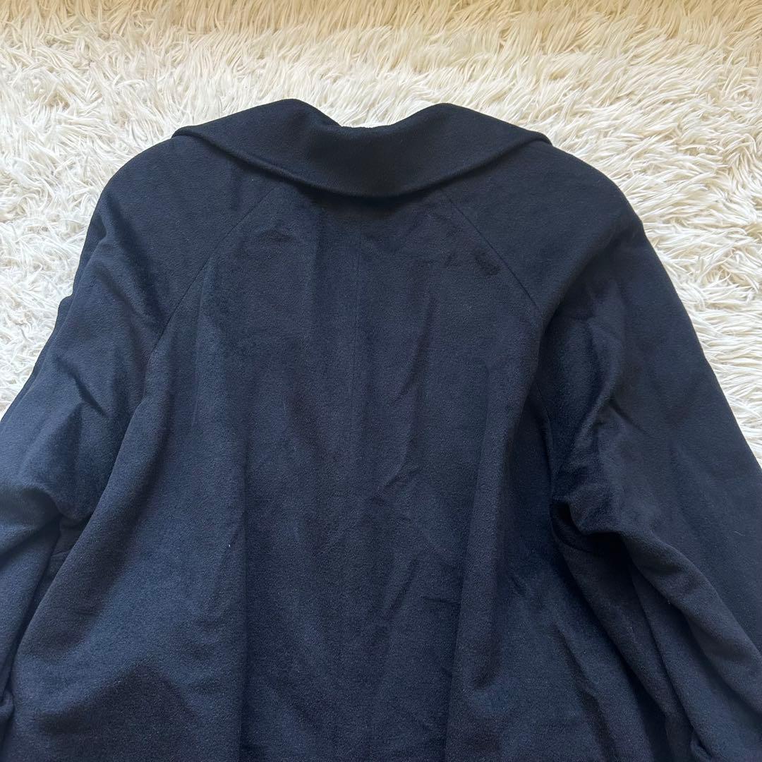 アクアスキュータム　英国製　ロングコート　ラグラン袖　Aライン　黒　ブラック