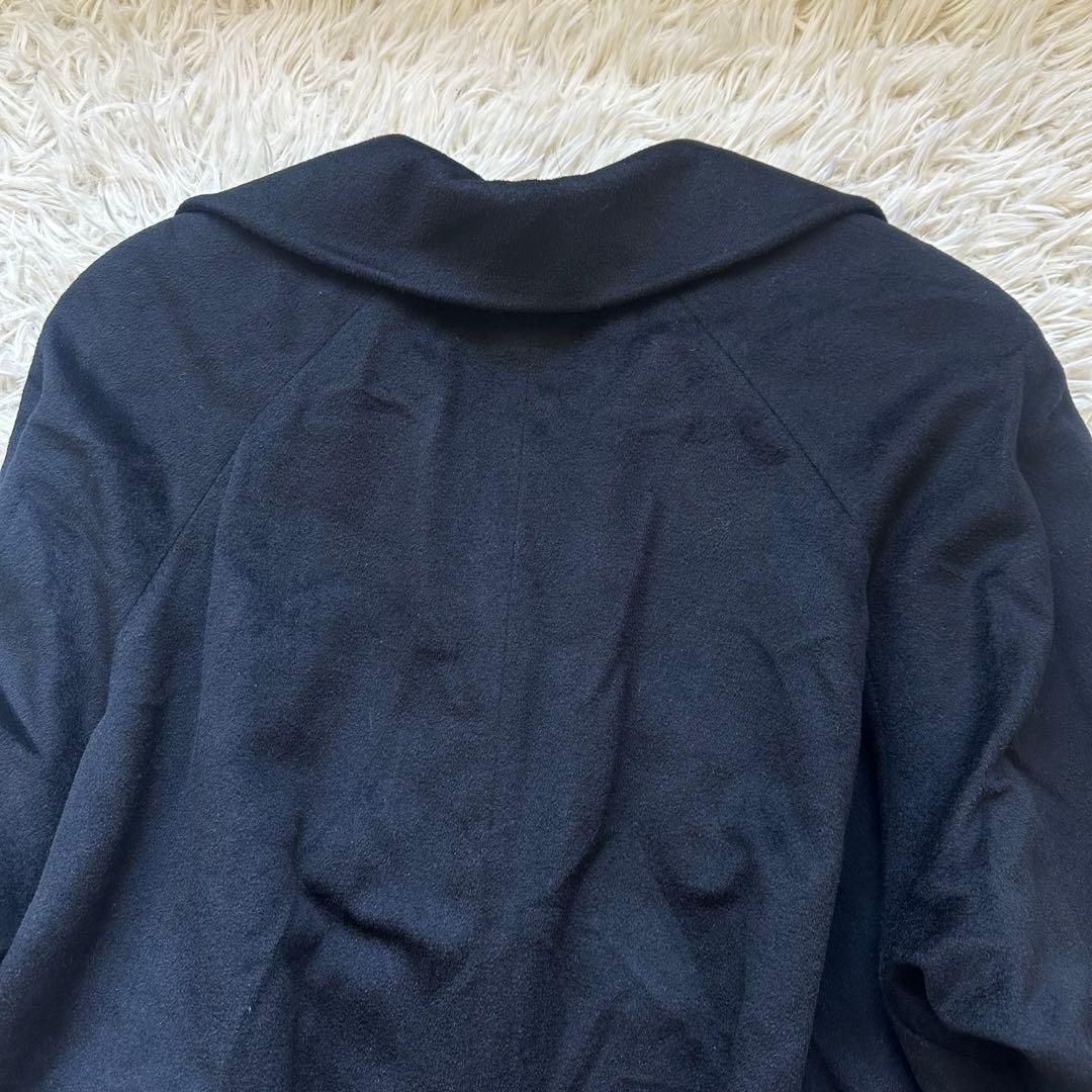 アクアスキュータム　英国製　ロングコート　ラグラン袖　Aライン　黒　ブラック