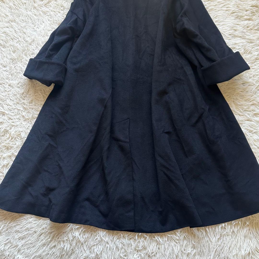 アクアスキュータム　英国製　ロングコート　ラグラン袖　Aライン　黒　ブラック