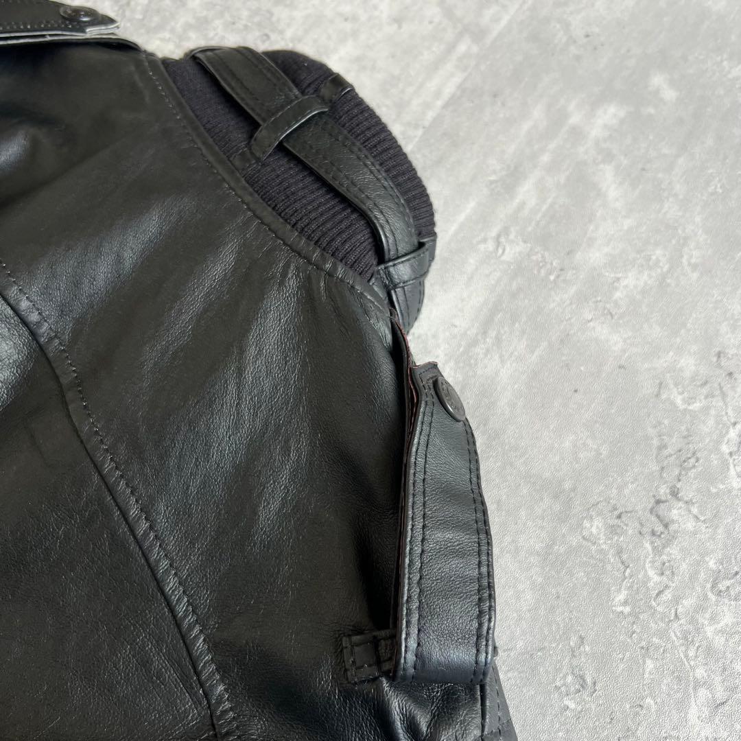 ヒステリックグラマー　スタンドカラー　レザージャケット　オールブラック　Sサイズ