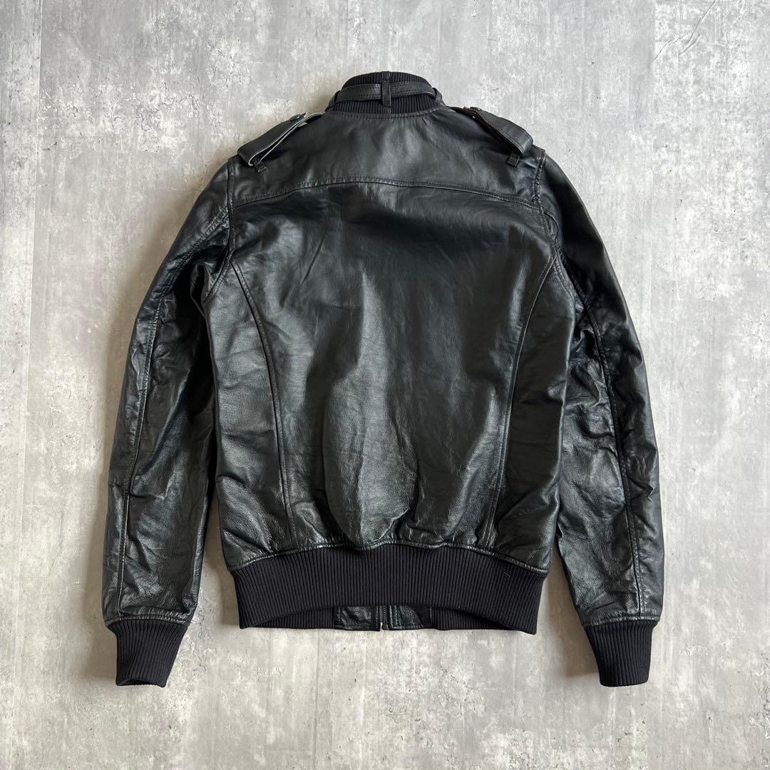 ヒステリックグラマー　スタンドカラー　レザージャケット　オールブラック　Sサイズ