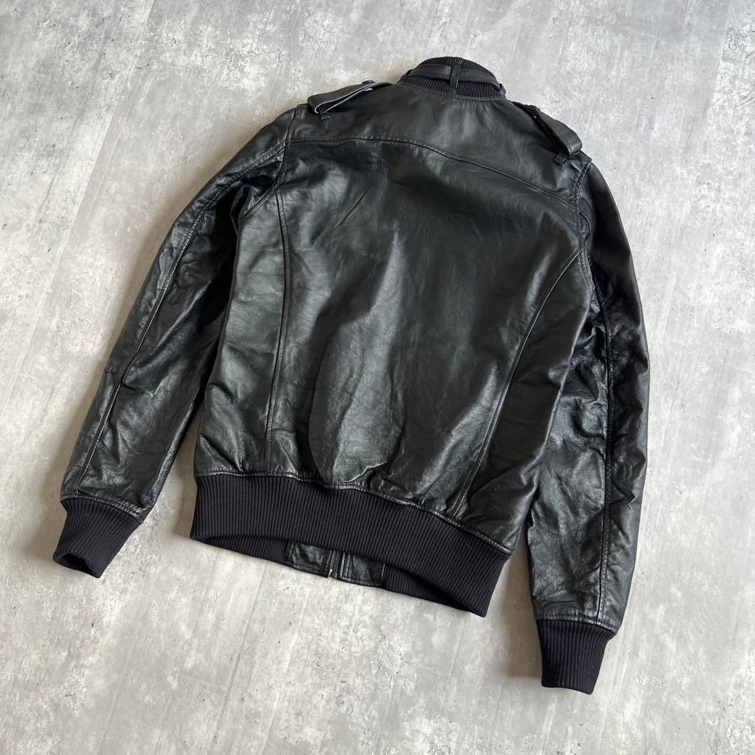 ヒステリックグラマー　スタンドカラー　レザージャケット　オールブラック　Sサイズ