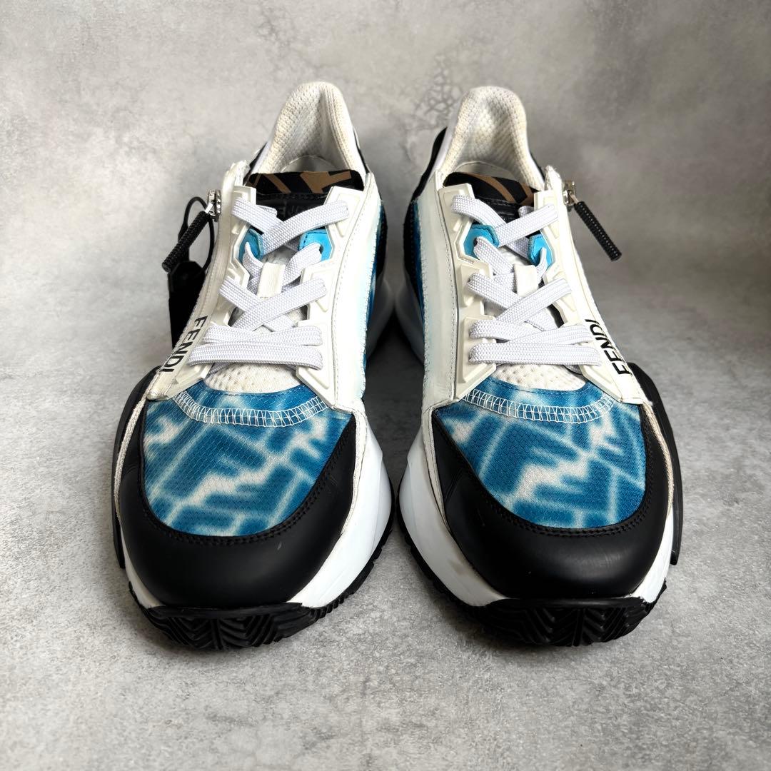 お値下げ済み FENDI FLOW スニーカー サイドジップ ズッカ 青
