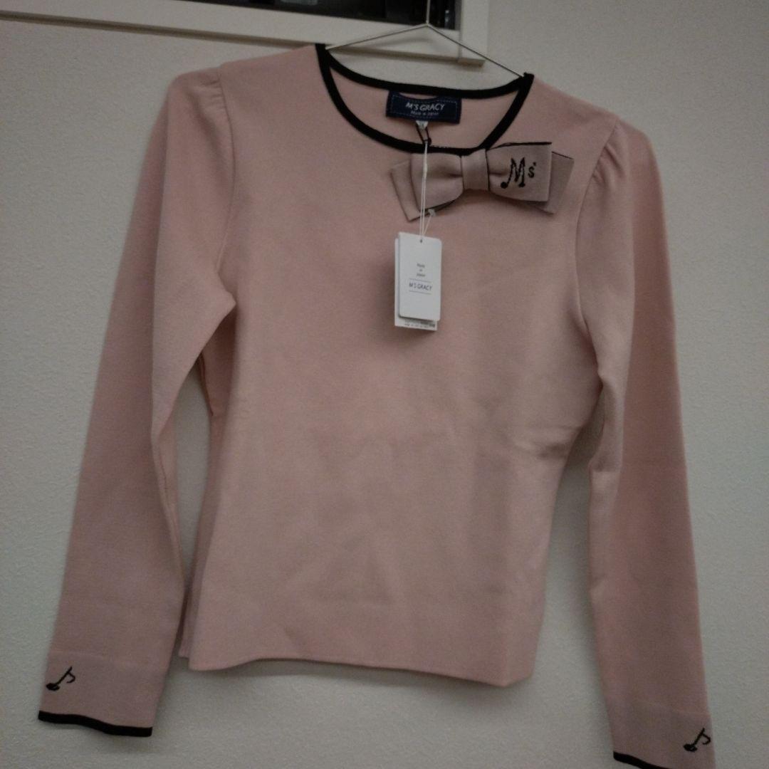 M'SGRACYリボン付きピンク長袖ニット Mサイズ