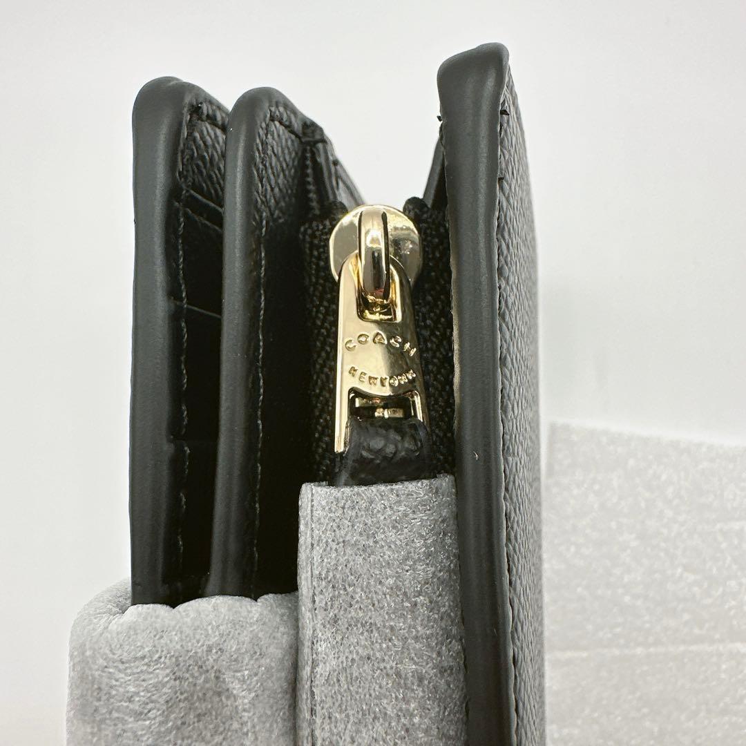 【COACH】二つ折り財布 ジョージア スモールウォレット ブラック 黒 金ロゴ