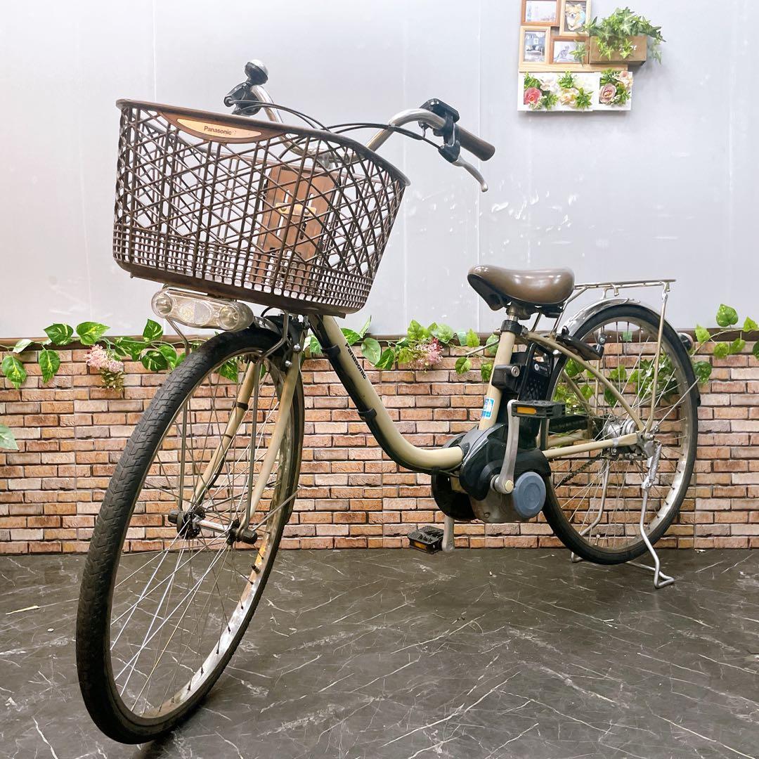 【9】電動自転車 Panasonic ベージュ クリーム 26インチ