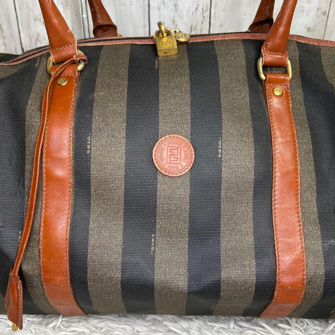 FENDI　ボストンバッグ　ペカン　PVC　レザー　大容量　旅行カバン