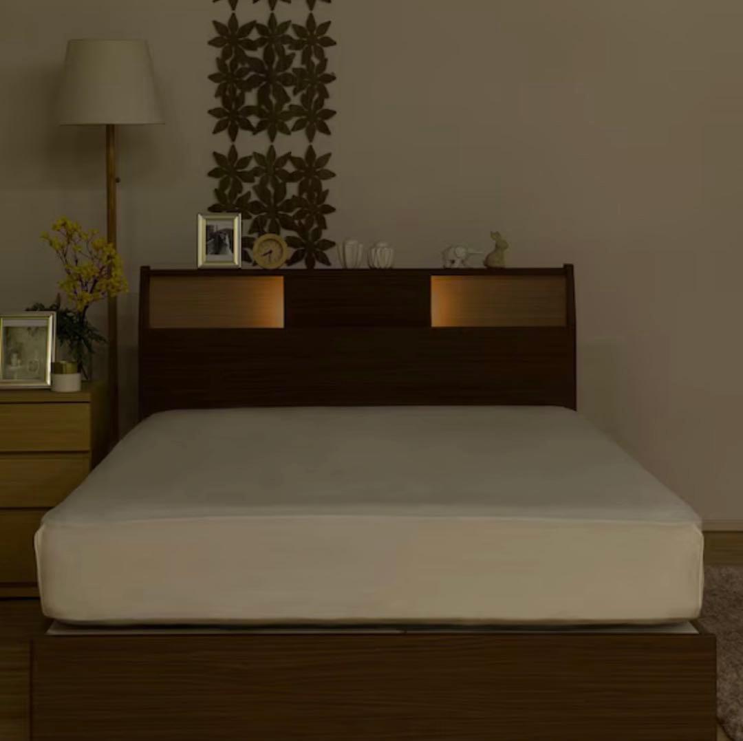 【たのメル便送料込】 ニトリ ベッドフレームダブル ダークブラウン アザン浅型