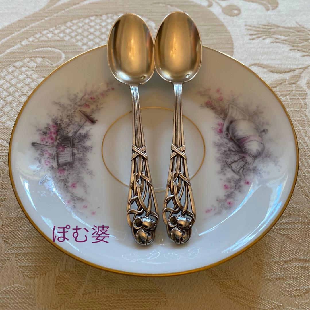 【フランス／Henin & Cie】純銀／コーヒースプーン １本 「アイリス」