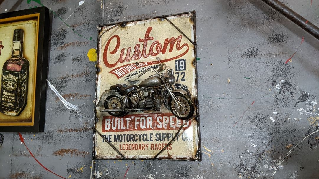 アメリカンバイク サインボード 立体的 3D 壁掛け看板 ② ガレージ雑貨