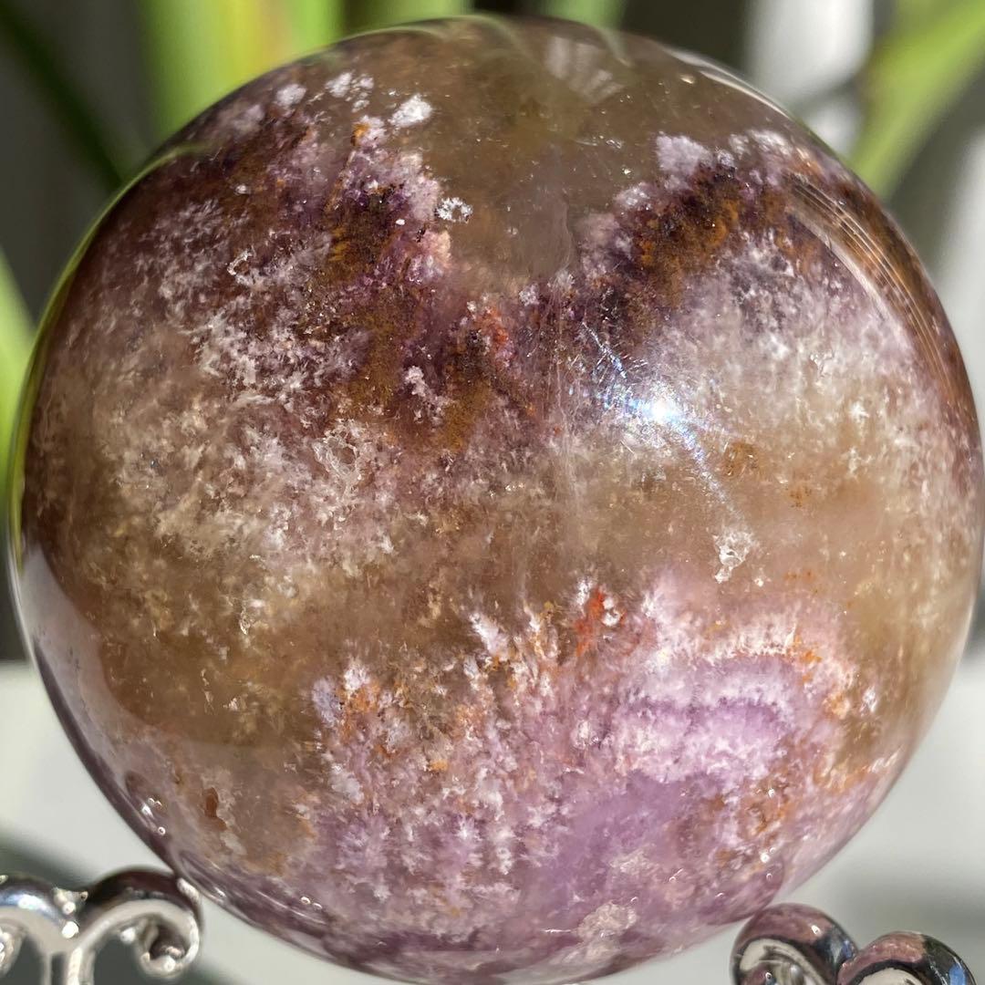 【 天然石　オーラライト 23 フローライト 共生 スフィア 丸玉 】