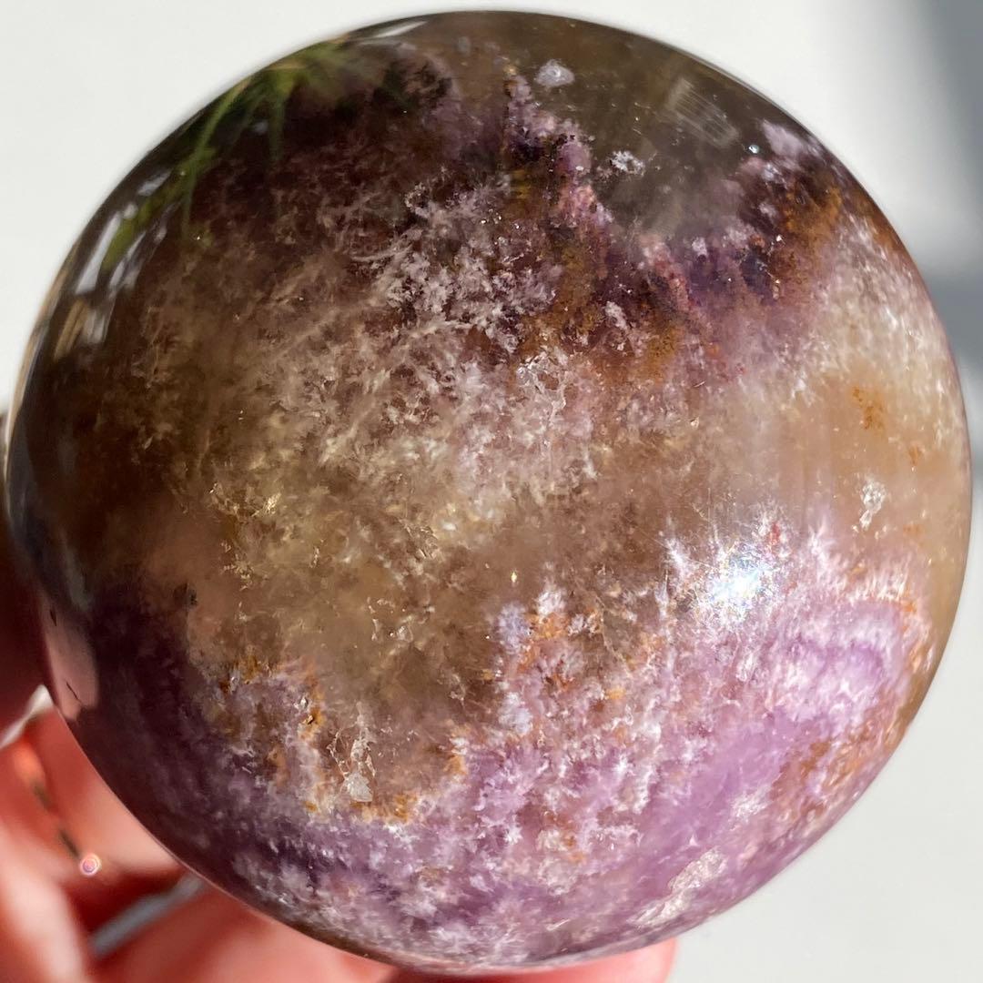 【 天然石　オーラライト 23 フローライト 共生 スフィア 丸玉 】