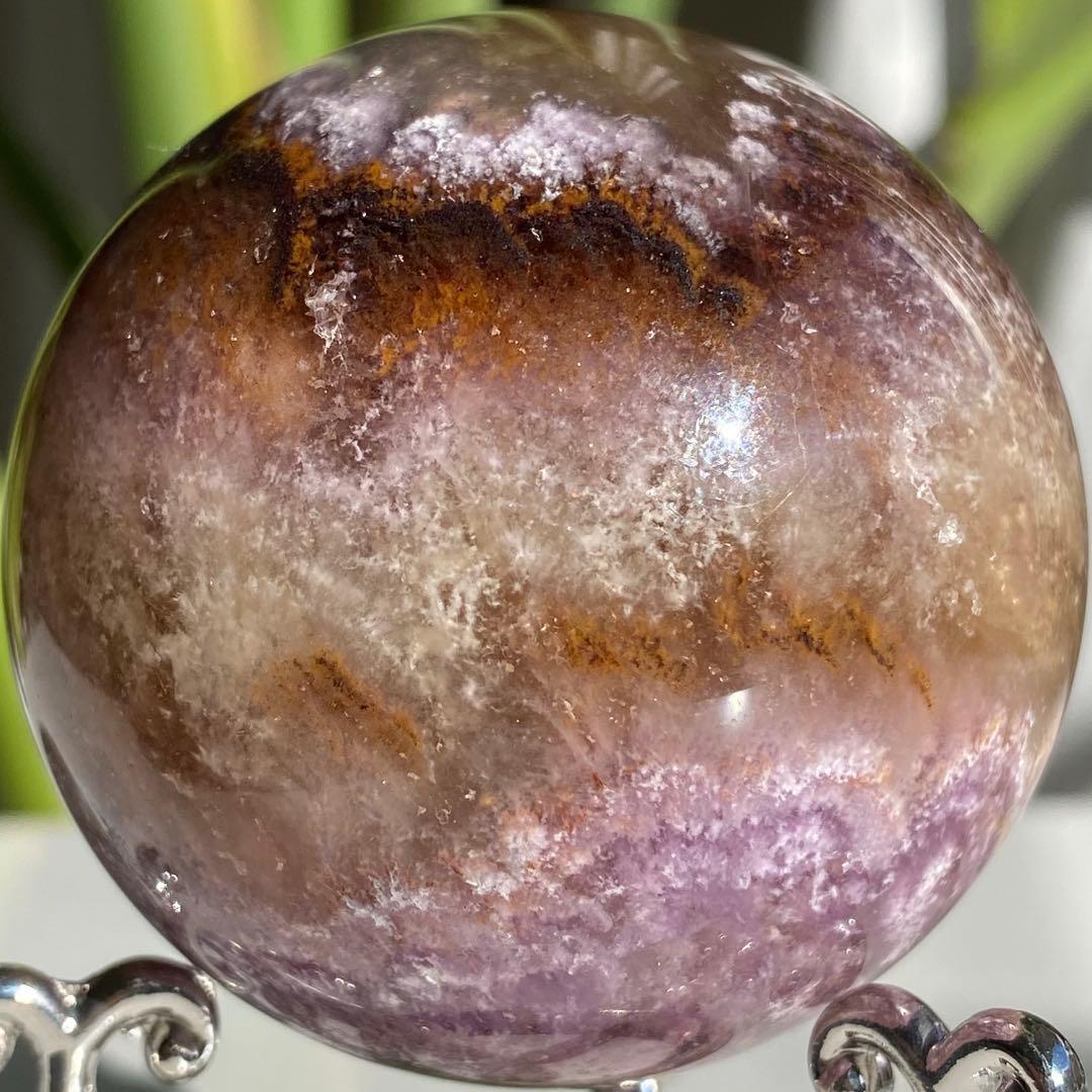 【 天然石　オーラライト 23 フローライト 共生 スフィア 丸玉 】