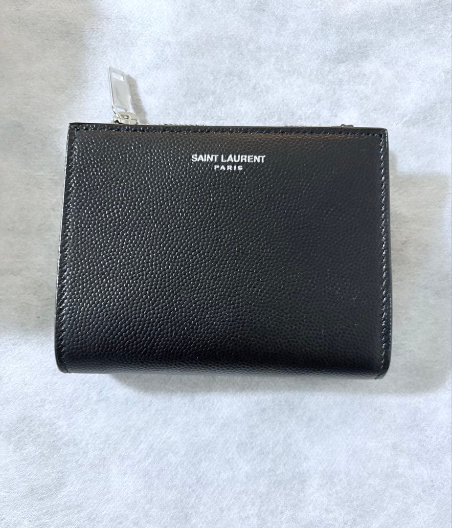 新品未使用品　箱付き　SAINT LAURENT 二つ折り財布　ロゴグラム　黒