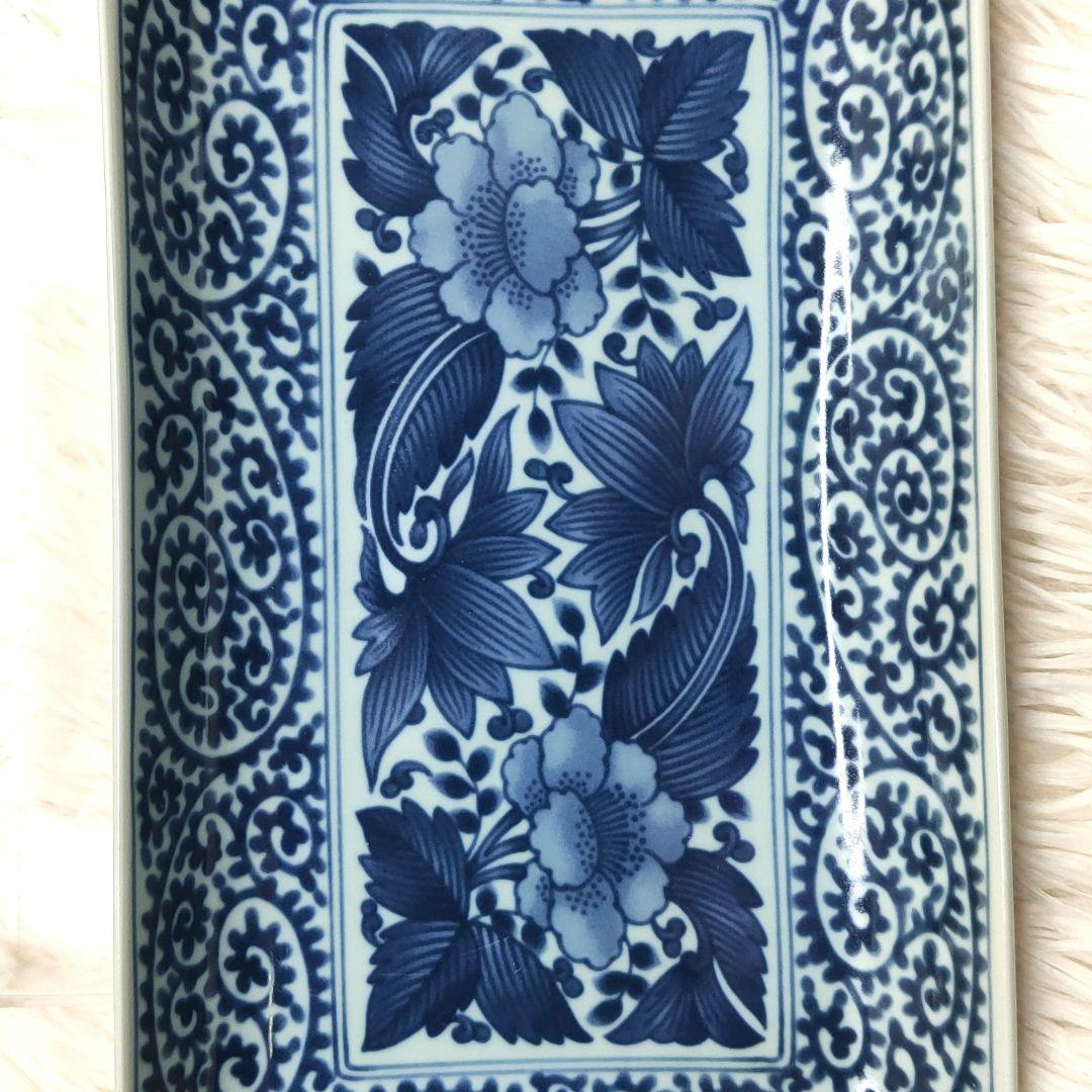 【新品未使用品】龍峰窯 染付古伊万里焼物皿 蛸唐草 牡丹　角皿5枚セット