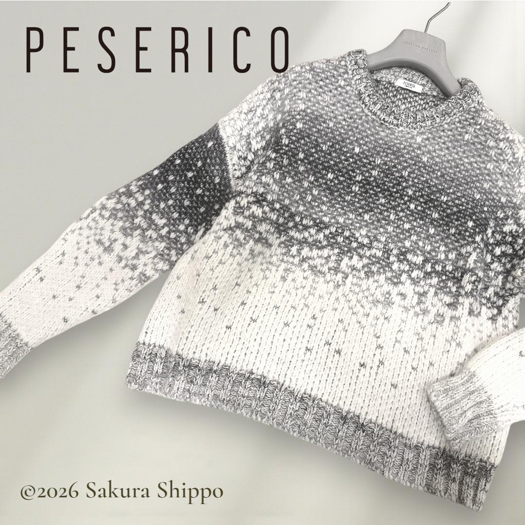 新品同ペゼリコ　アルパカブレンド ネップヤーン メランジ ヨークニット セーター