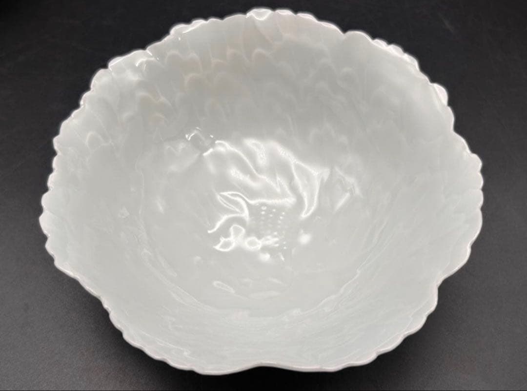 【希少品】樋口一星　白磁　牡丹　中鉢 6客