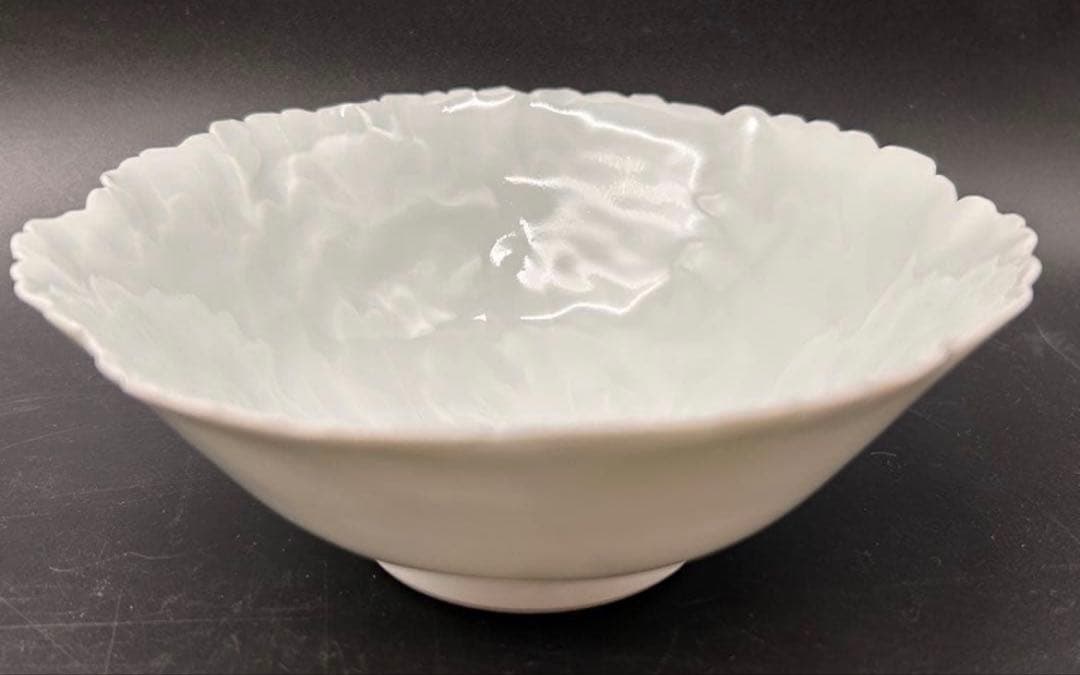 【希少品】樋口一星　白磁　牡丹　中鉢 6客