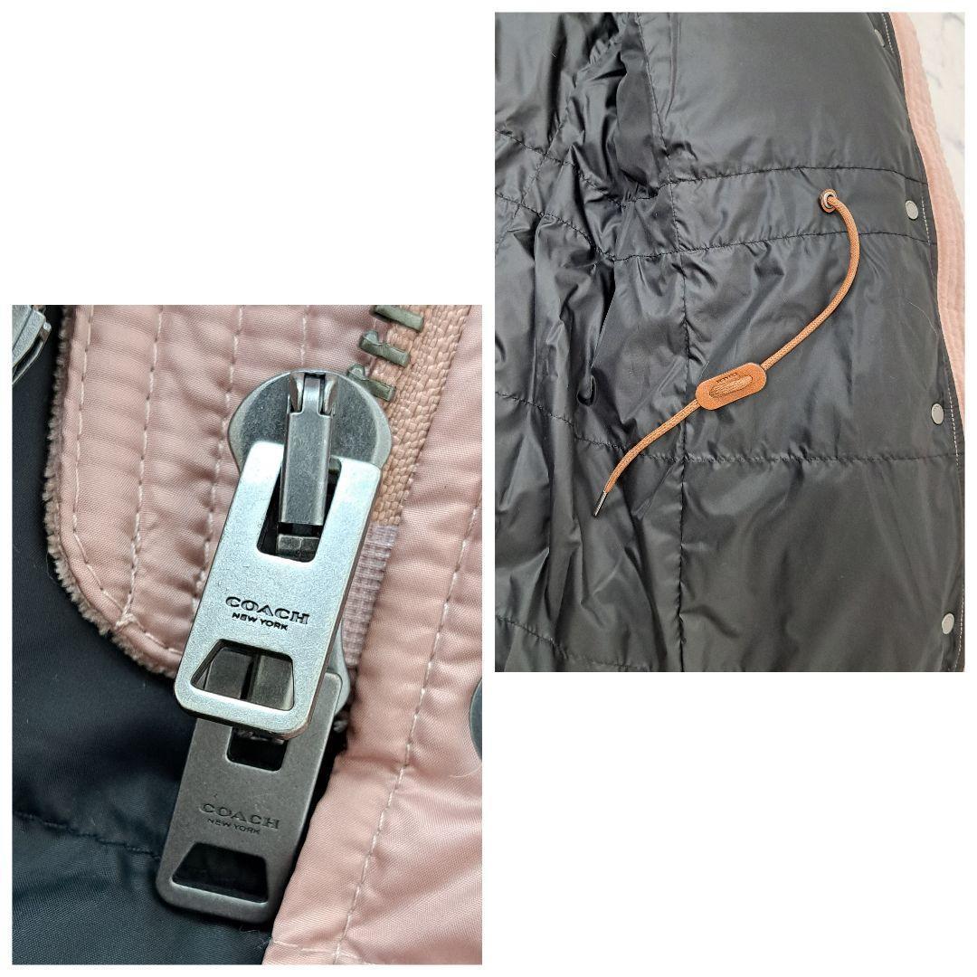 未使用 タグ付 COACH コーチ ダウンコート ロゴ ロング ファー ピンク