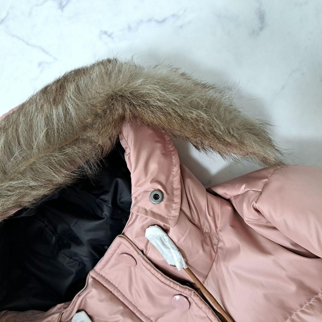 未使用 タグ付 COACH コーチ ダウンコート ロゴ ロング ファー ピンク