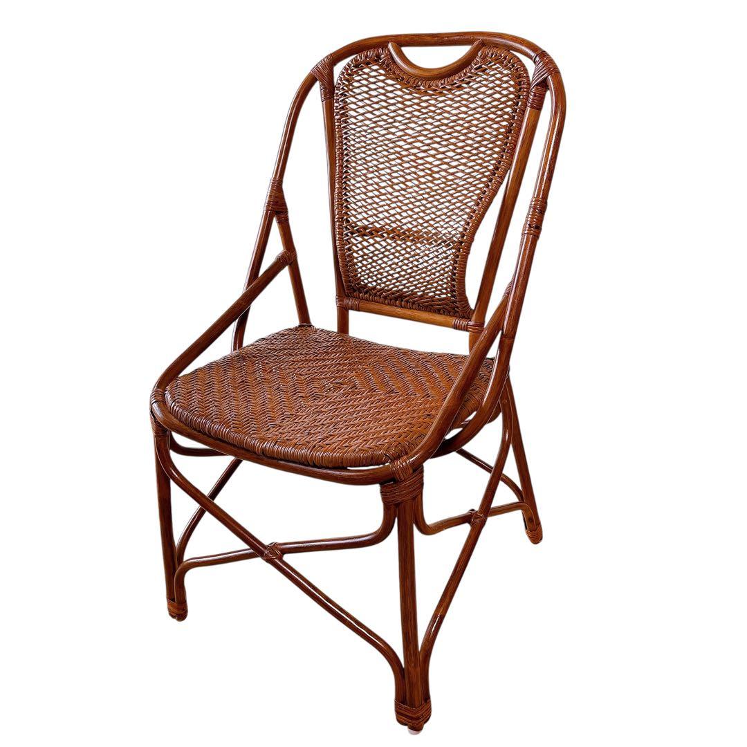 ② ラタン アームチェア ダイニング イス 腰を支える ブラウン ナチュラル家具