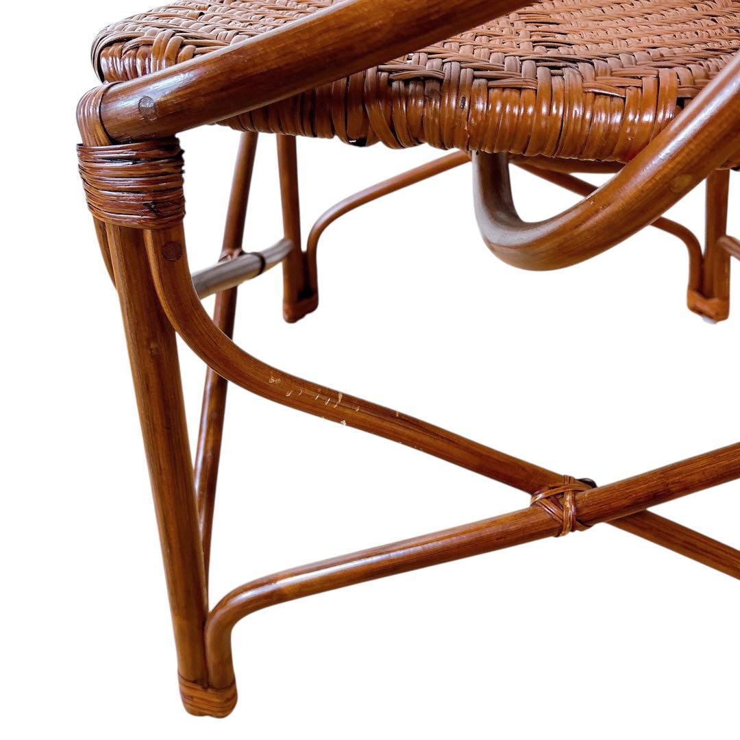 ② ラタン アームチェア ダイニング イス 腰を支える ブラウン ナチュラル家具