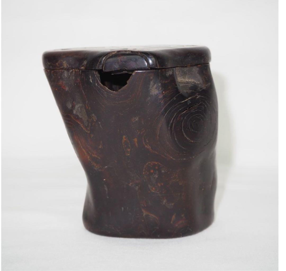 送料無料　時代物　黒珊瑚　海松　煙草入れ　重123ｇ　提げ物